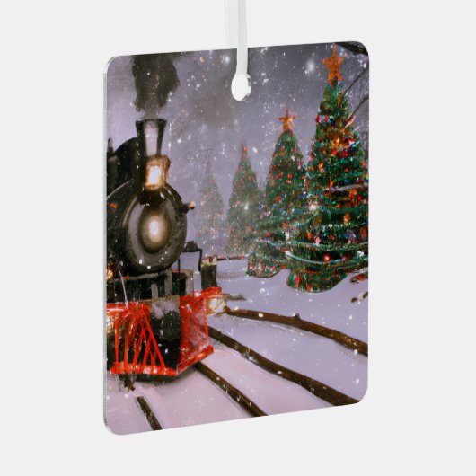 クリスマスツリーフォレストトレインメタルオーナメント メタルオーナメント (正面右)