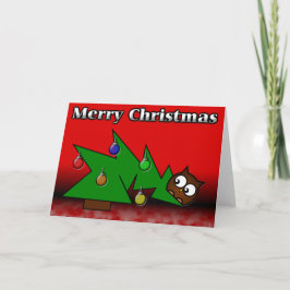クリスマスツリーフクロウカード シーズンカード