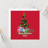 クリスマスツリーフラットグリーティングカード カード (正面/裏面インサイチュ)