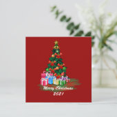 クリスマスツリーフラットグリーティングカード カード (スタンド正面)
