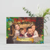 クリスマスツリーフレームと金ゴールドデコー写真 シーズンカード (スタンド正面)