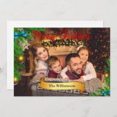 クリスマスツリーフレームと金ゴールドデコー写真 シーズンカード (正面/裏面)