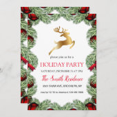 クリスマスツリーフレーム、ゴールデントナカイ 招待状 (正面/裏面)