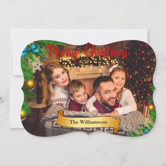 クリスマスツリーフレーム(金ゴールドファンシートリム写真付き) シーズンカード (正面)