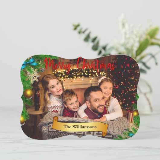 クリスマスツリーフレーム(金ゴールドファンシートリム写真付き) シーズンカード (スタンド正面)