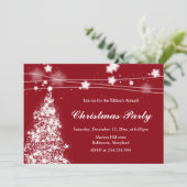 クリスマスツリーブライトスターズクリスマスパーティーマルーン 招待状 (スタンド正面)