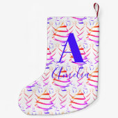 クリスマスツリーブライトモノグラム名 スモールクリスマスストッキング (裏面)