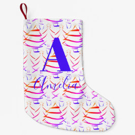クリスマスツリーブライトモノグラム名 スモールクリスマスストッキング