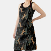 「クリスマスツリーブラックとヴィンテージクリスマスタイガー エプロン (インサイチュ)