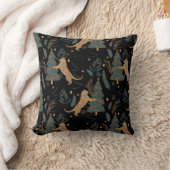 「クリスマスツリーブラックとヴィンテージクリスマスタイガー クッション (ブランケット)