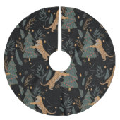 「クリスマスツリーブラックとヴィンテージクリスマスタイガー ブラッシュドポリエステルツリースカート (正面)