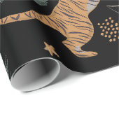 クリスマスツリーブラックとヴィンテージクリスマスタイガー ラッピングペーパー (ロールコーナー)