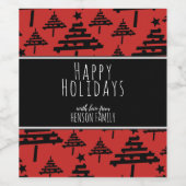 クリスマスツリーブラックレッドフェスティバルパーソナル化可能 ワインラベル (シングルラベル)