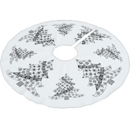 クリスマスツリーブラック&ホワイトホリデー ブラッシュドポリエステルツリースカート