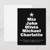 クリスマスツリーブラック&ホワイト名前をカスタムするカード (正面/裏面)