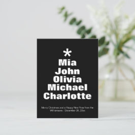 クリスマスツリーブラック&ホワイト名前をカスタムするカード