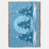 クリスマスツリーブランケットブルーホリデーブランケット スローブランケット (正面縦)