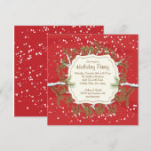 クリスマスツリーブランチスノーフレークズホリデーパーティ 招待状 (正面/裏面)