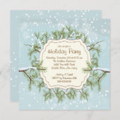 クリスマスツリーブランチスノーフレークズホリデーパーティ 招待状 (正面/裏面)