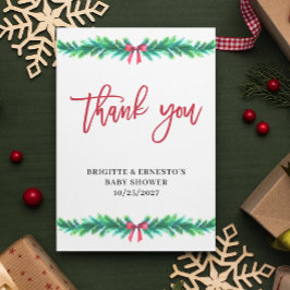 クリスマスツリーブランチ赤ちゃんシャワーフラット サンキューカード
