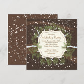 クリスマスツリーブランチ スノーフレーク ホリデーパーティー 招待状 (正面/裏面)