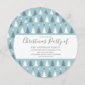 クリスマスツリーブルーグレークリスマスパーティーサークル 招待状 (正面/裏面)