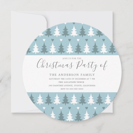 クリスマスツリーブルーグレークリスマスパーティーサークル 招待状 (正面)