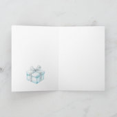 クリスマスツリーブルーナツクラッカー雪片カード カード (内部)