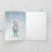 クリスマスツリーブルーナツクラッカー雪片カード カード (内部)