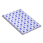 クリスマスツリーブルーペリウィンクルパターンデザイン ノートブック (右側)