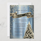 クリスマスツリーブルーメタリックカンパニークリスマス 招待状 (正面)