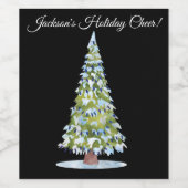 クリスマスツリーブルーライトズカスタムクリスマス ワインラベル (シングルラベル)