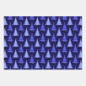 クリスマスツリーブルーレッドグリーンパターンデザイン ラッピングペーパーシート (正面)