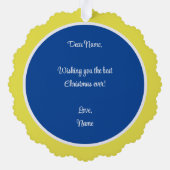 クリスマスツリーブルー&イエロー紙オーナメントカード オーナメントカード (裏面)