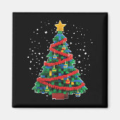 クリスマスツリーブロック建物ビルダーブリックキリスト マグネット (正面)