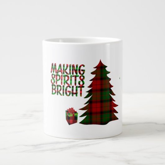 クリスマスツリープレイド ジャンボコーヒーマグカップ (正面)