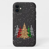 クリスマスツリープレイド&レオパード印刷スノーフレークC Case-Mate iPhoneケース (裏面)