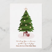 クリスマスツリープレゼントフォイルアクセント休日カード 箔招待状 (正面)