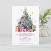 クリスマスツリープレゼント紫パーティー 招待状 (スタンド正面)