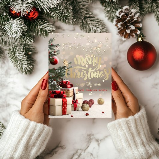 クリスマスツリープレゼント《写真》ぼけ味ホリデーカード シーズンカード