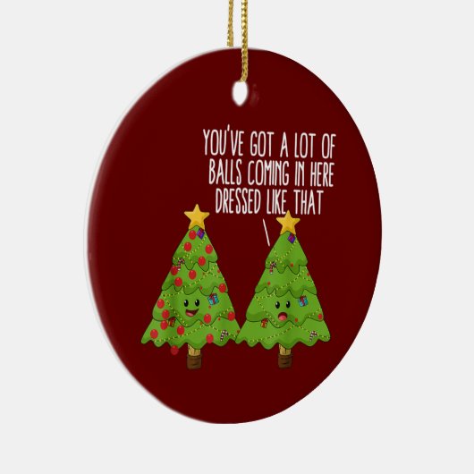 クリスマスツリープンジョーク得ボールをたくさん持っている セラミックオーナメント (右)
