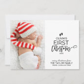 クリスマスツリーベビーの初めてのクリスマス写真 シーズンカード (正面)