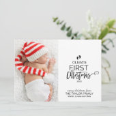 クリスマスツリーベビーの初めてのクリスマス写真 シーズンカード (スタンド正面)