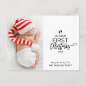 クリスマスツリーベビーの初めてのクリスマス写真 シーズンポストカード (正面)