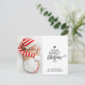 クリスマスツリーベビーの初めてのクリスマス写真 シーズンポストカード (スタンド正面)