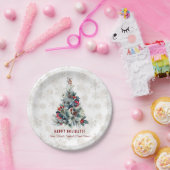 クリスマスツリーベリーズホリデーウィズモノグラム ペーパープレート (パーティー)