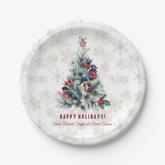クリスマスツリーベリーズホリデーウィズモノグラム ペーパープレート (正面)