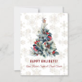 クリスマスツリーベリーズホリデーウィズモノグラム マグネット招待状 (正面)