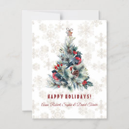 クリスマスツリーベリーズホリデーウィズモノグラム マグネット招待状