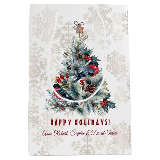 クリスマスツリーベリーズホリデーウィズモノグラム ミディアムペーパーバッグ (正面)